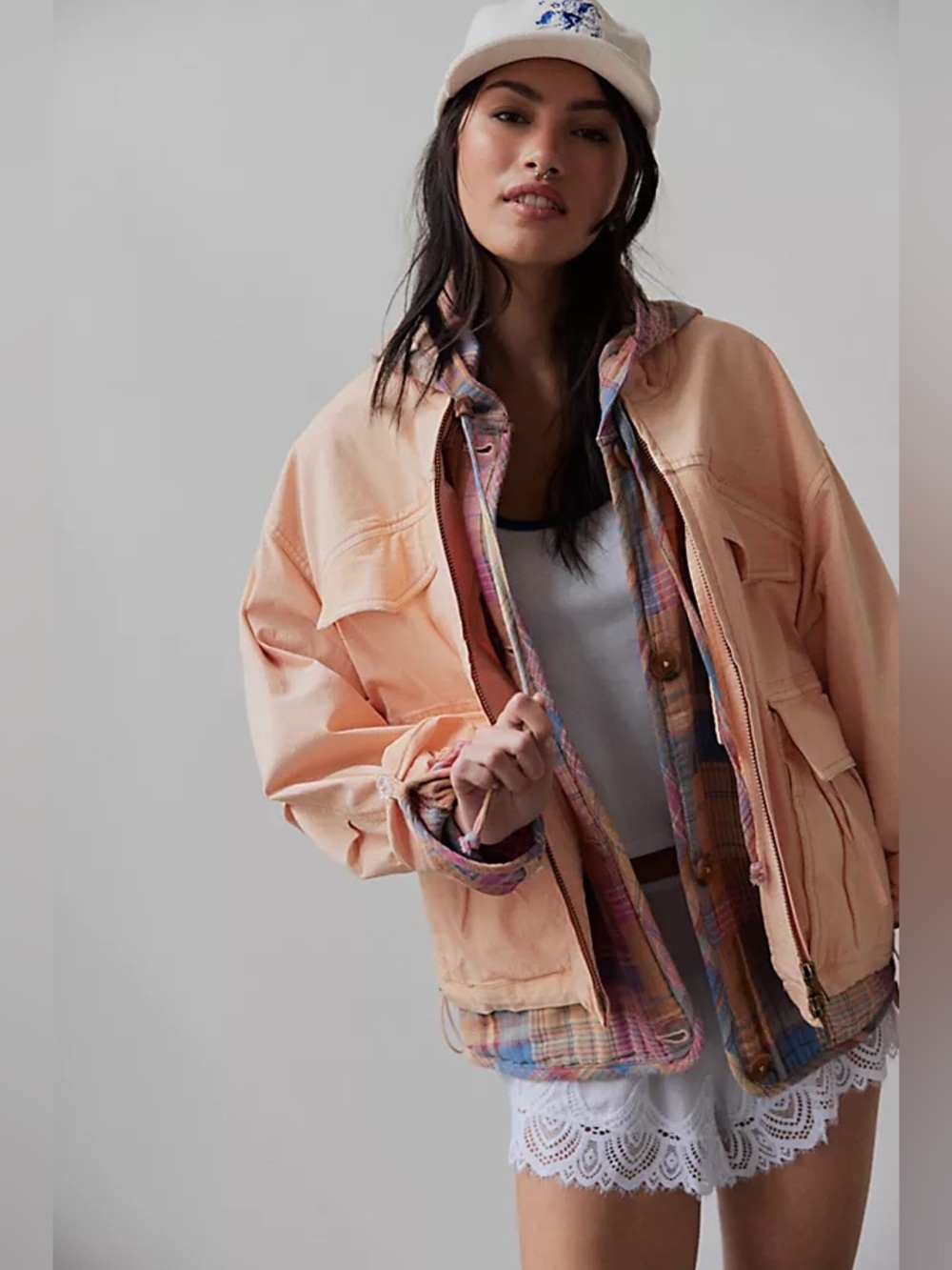 Free People Daybreaker Parka Jacket NWT Plaid Layered